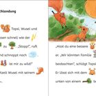 Die Bruchlandung. Tapsi, Wusel und Flocke rasen von Baum zu Baum. Flocke kitzelt Wusel. Vorschlag: Familie beobachten.