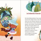 "Im Weihnachts-Wünsche-Wald" Text auf der rechten Seite. Links steht ein Regal, ein Spiegel zeigt eine Hexe.