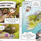 Vorbereitungen fürs Fest. Ein Elf fliegt, um Infos für das Insel-Fest zu sammeln, sieht Kuchen, bekommt Hunger und besucht Trolle.