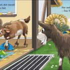 Zwei Ziegen bereiten sich vor. Texte: "Komm, Böckchen... höchste Zeit." und "Nur noch das Tüchlein... Keinesfalls!"