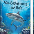 Text: "Sabine Giebken Die Bestimmung der Haie. Das geheime Leben der Tiere. Meer." Illustration: Haie im Ozean.