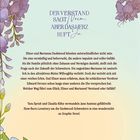 "Der Verstand sagt Nein, aber das Herz ruft Ja." Es folgen Beschreibungen der Dashwood-Schwestern und ihrer Lebenslage. Am Rand sind lila Blüten.