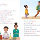 Titel: Abenteuer im Garten. Jan und Tom planen Zelten im Garten, Mama bereitet ein Picknick vor. Lisa will mitcampen.