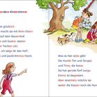 „Das besondere Kinderzimmer“ steht oben. Zwei Mädchen entdecken mit Hunden und Katzen spielerisch den Hof.