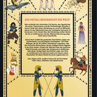 Ein Text erklärt, wie Gold unsere Geschichte prägt. Illustrationen: Astronaut, Krieger, Pirat, antike Figuren. Unten rechts ein Logo.