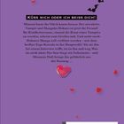 "Küss mich oder ich beiss dich!" steht oben. Darunter folgt ein Text über Minamis Beziehung zu einem Vampir. Ein rotes Herz, Blütenblätter und ein Logo sind abgebildet.