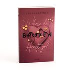 Auf rotem Hintergrund ein zerbrochenes Herz mit gelben Blumen. Text: "Where do BROKEN Hearts go? ROMAN". Autor: Laura Kästner.