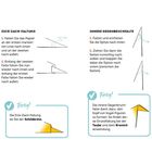 Titel: Grundlagen. Beschreibt Origami-Falttechniken wie Drachenform, Zick-Zack-Faltung, innere und äußere Gegenbruchfalten.