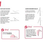 Grundlagen: Anleitungen zum Falten von Drachen, Zick-Zack-Faltungen und Gegenbruchfalten. Illustrationen ergänzen die Schritte.