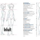 "Inhalt" steht in großen Buchstaben. Links: Skizzen von Mädchen in Front-, Seiten- und Rückansicht. Rechts: Skizzen von Jungen.