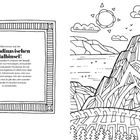 Text über die skandinavische Halbinsel. Daneben eine schwarz-weiße Illustration von Bergen, Meer und Wolken im Sonnenlicht.