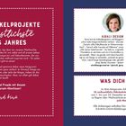 **Links**: Zeitlose Häkelprojekte für Weihnachten und mehr. Begleite ein kreatives Abenteuer.  
**Rechts**: Erläuterungen von Ilaria Design und Irene Strange.  
**Unten**: Was dich erwartet mit Häkelanleitungen.