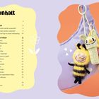 Inhalt: Vorwort, Grundlagen, Häkelanleitungen. Rechts bunte Amigurumi-Anhänger an einer lilafarbenen Tasche.