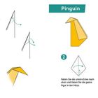 Grundlagen: äußere Gegenbruchfalte erklärt. Schritte zur Faltung eines Pinguins in drei Schritten mit Diagrammen.