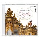 Die schönsten Orgeln. Dekorative, goldverzierte Orgelpfeifen mit Engelsfigur.