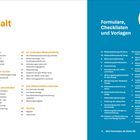 Links: Inhaltsübersicht mit Themen wie Mietrecht. Rechts: Abschnitt für Formulare, Checklisten und Vorlagen.