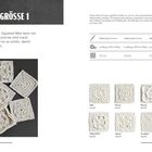 "MUSTER IN GRÖSSE 1" und mehrere gehäkelte Quadrate. Links Beschreibung, rechts Liste mit Namen und Seitenzahlen.