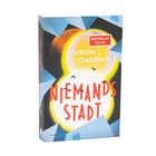 Text: "NIEMANDS STADT", "Tobias Goldfarb", "BESTSELLER-AUTOR". Design: Bunte geometrische Formen, Vögel im Flug.