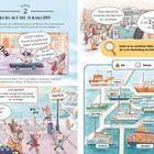 Ivys Fossil ist viel älter. Dr. Nikolai erkennt das Lebewesen nicht. "Dinosaurier!" steht im Comic. "Lass uns Ausschau halten!"