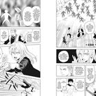 Eine Manga-Seite mit Figuren, die magische Talismane und Techniken diskutieren und Anwenden. Konfliktszenen mit Energie.