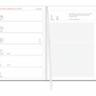 Links: Tage von 28. Dezember bis 2. Januar. Rechts: Zitat von Ernest Hemingway über Moral.