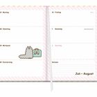 27 Montag, 28 Dienstag, 29 Mittwoch, 30 Donnerstag, 31 Freitag, 1 Samstag, 2 Sonntag. Juli - August. Illustration: Katze.