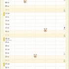 Kalenderblatt für Januar mit niedlichen Illustrationen von Bärengesichtern und Charakteren aus Winnie Pooh.