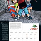 „Sicherheitszonen - Betreten verboten!“ Illustration mit drei Kindern, einer Burg, einem Kalender und einem Schild mit Streifen.