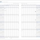 Kalender für Januar mit Tagen in sieben Sprachen. Spalten zeigen Wochen, Wochennummern und besondere Symbole.