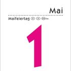 "Mai", "Maifeiertag DACH", "1", "Samstag". Großes pinkes Nummer eins, klarer weißer Hintergrund.