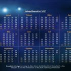 Jahresübersicht 2027 mit allen Monaten und Wochentagen. Hinweis auf bewegliche Feiertage wie Ostern und Christi Himmelfahrt.