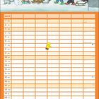 Text: "NAME", "1 FR", ... "31 SO", "JANUAR". Illustration: Menschen machen Schneemänner, rodeln, spielen im Schnee.