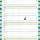 Kalender im Januar. Enthält eine Illustration mit runder Frucht und Raupe unten, bunte Punkte als Rahmen.