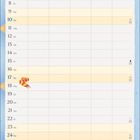 Kalenderseite mit Januar, Platz für Notizen, eine Schneeeule oben, Schneemann unten. Feiertag: Heilige Drei Könige am 6.