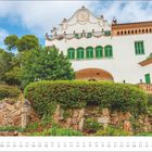 JAN, Fr auf 3. Gemälde eines Hauses mit weißen Wänden, grünen Fensterläden, umgeben von Bäumen und Sträuchern.