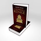 "DER SCHREIN DER KÖNIGE" von Sabine Weiss. Ein Buchcover mit einem goldenem Schrein auf rotem Hintergrund.