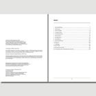 Linke Seite: rechtliche Hinweise und Danksagung. Rechte Seite: Inhaltsverzeichnis mit Kapiteln und Seitenzahlen.