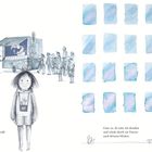 „Manchmal fühle ich mich außen vor, obwohl ich mittendrin bin.“ Illustration: Kind vor Eiswagen und Menschenmenge.