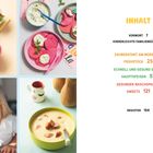 INHALT: Vorwort 7, Familienküche 9, Frühstück 25, Hauptspeisen 57, Sweets 121, Register 154. Bilder von bunten Speisen und Kind.