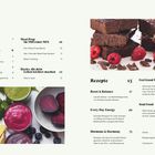 Inhalt, Gesund kochen im THE(rmo) MIX, Rezepte. Bilder von Smoothies und Schokokuchen mit Himbeeren.