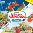 „Der kleine Drache Kokosnuss: Vulkane“; Abenteuer & Wissen; Ingo Siegner; Illustration: Drache, Vulkan, Mensch.