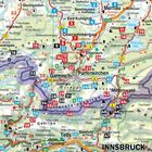 Landkarte mit Ortsnamen: Schwangau, Oberammergau, Partenkirchen, Mittenwald, Innsbruck. Viele nummerierte Punkte.