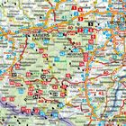 Kartenübersicht mit Städtenamen wie Kaiserslautern, Ludwigshafen und Neustadt, umgeben von nummerierten roten Rechtecken.