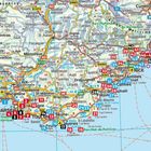 Landkarte mit Nummern von 1 bis 50. Orte wie Marseille, Toulon, Cannes, Nizza, und Monaco sind verzeichnet.