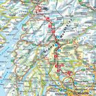 Rote Route mit Nummern 1 bis 12. Im Zentrum: "Grampian Mountains". Umgebung: Gewässer, Städte, Straßen.