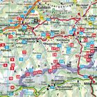 Eine farbige Karte mit Ortsnamen wie Kufstein, Wörgl, Kitzbühel, und viele nummerierte Skigebiete.