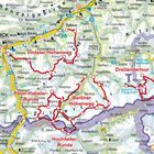 Inntaler Höhenweg, Peter-Habeler-Runde, Berliner Höhenweg, Hochfeiler-Runde, Dreiländertour. Kartenausschnitt der Alpen.
