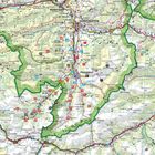 Karte mit den Städten Sonthofen und Oberstdorf, vielen Wanderwegen und nummerierten Routen in einer bergigen Landschaft.