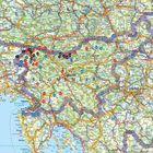 Die Karte zeigt Orte wie Graz, Klagenfurt und Ljubljana mit nummerierten Punkten in verschiedenen Farben und Straßenverläufen.