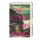 "Die Launen des Meeres" in großen, pinken Buchstaben, darunter "Shea Ernshaw Roman". Hintergrund: Stürmische Küste.